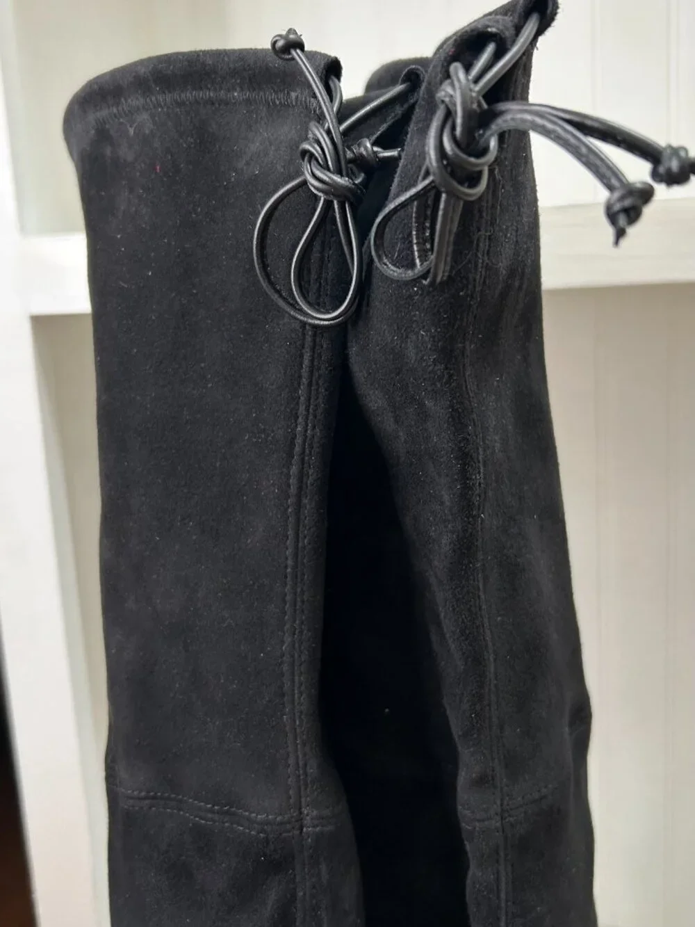 Stuart Weitzman Suede Leather Trim Embellishment Boots Size 10.5